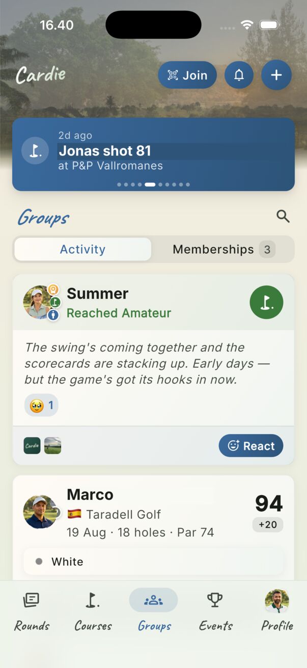Everything your groups play, in one feed.
