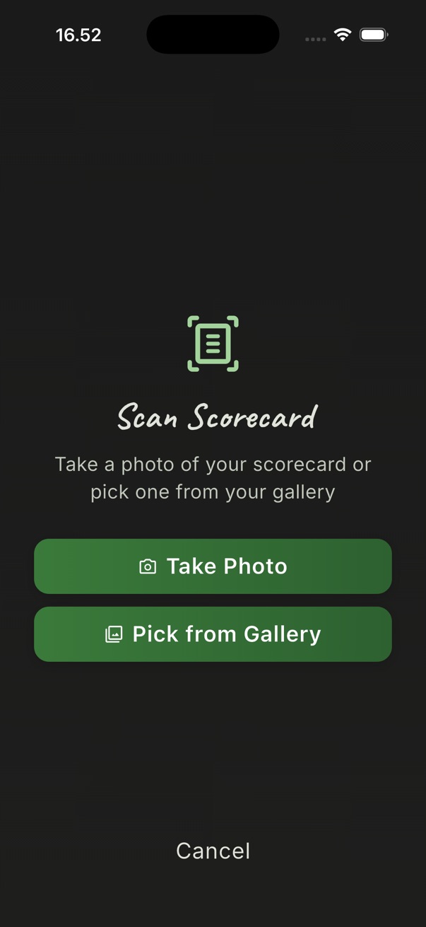 The scan screen with Take Photo and Pick from Gallery